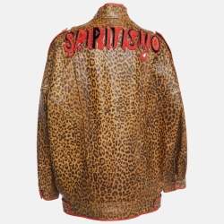 Pre Owned Gucci Brown Leopard Print Leather Jacket M