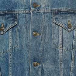 Pre Owned Gucci Blue Japanese Embroidered Denim Jacket L