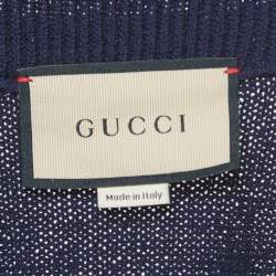Gucci Navy Blue Knit Polo Midi Dress XXL