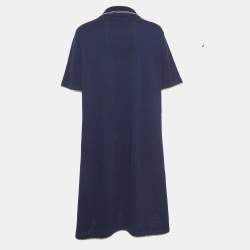 Gucci Navy Blue Knit Polo Midi Dress XXL