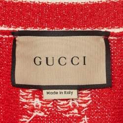 Pre Owned Gucci Red GG Jacquard Knit Polo Dress XL