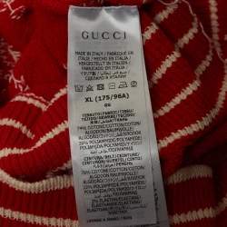 Pre Owned Gucci Red GG Jacquard Knit Polo Dress XL