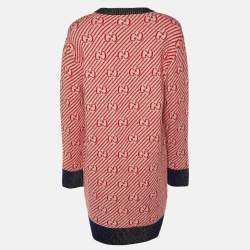Gucci Red GG Striped Lurex Wool Knit Oversized Sweater S