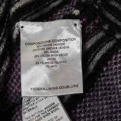 Gucci Black Patterned Cashmere Blend Sleeveless High Neck Sweater Top M