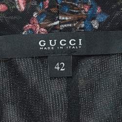 Gucci Black Floral Print Jersey Wrap Dress M