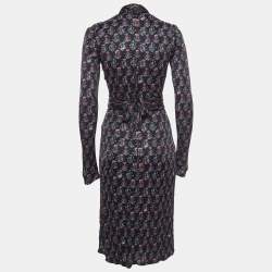 Gucci Black Floral Print Jersey Wrap Dress M