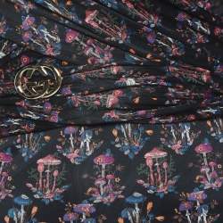 Pre Owned Gucci Black Floral Print Jersey Wrap Dress M