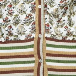 Pre Owned Gucci Multicolor Print Silk and Wool Knit Buttoned Cardigan L