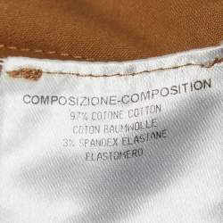 Gucci Brown Cotton Leather Trim Detail A-Line Dress M