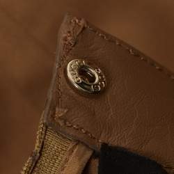 Gucci Brown Cotton Leather Trim Detail A-Line Dress M