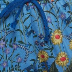 Gucci Blue Floral Print Jersey Side Stripe Joggers S