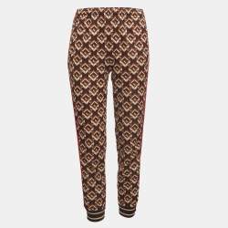Gucci Brown Geometric G Print Jersey Side Stripe Joggers XS