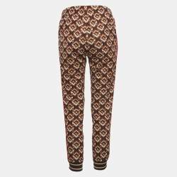 Gucci Brown Geometric G Print Jersey Side Stripe Joggers XS