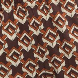Gucci Brown Geometric G Print Jersey Side Stripe Joggers XS