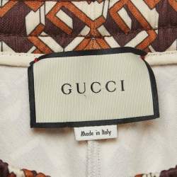 Gucci Brown Geometric G Print Jersey Side Stripe Joggers XS