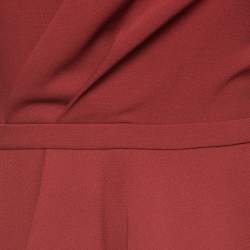 Pre Owned Gucci Red Wool Pleated Peplum Midi Dress S