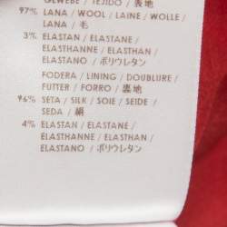 Pre Owned Gucci Red Wool Pleated Peplum Midi Dress S