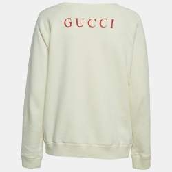 Gucci Off White Embroidered Print Cotton Sweatshirt S