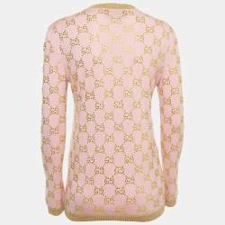 Gucci Pink GG Embellished Wool Round Neck Sweater S