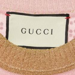 Gucci Pink GG Embellished Wool Round Neck Sweater S