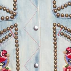 Gucci Blue Bird Applique Denim Studded Jacket M