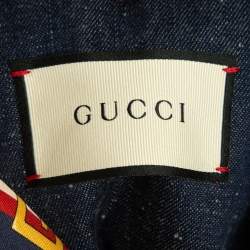 Gucci Blue Leather Trimmed Denim Single Breasted Blazer M