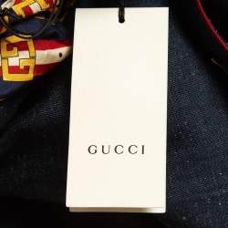 Gucci Blue Leather Trimmed Denim Single Breasted Blazer M