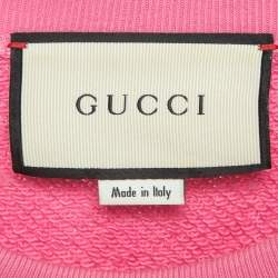 Pre Owned Gucci Pink Blind For Love Print Cotton Knit Sweatshirt XS