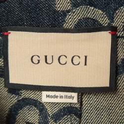 Gucci Dark Blue Jumbo GG Patterned Denim Pleated Shorts S