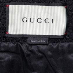 Gucci Black Tweed Contrast Trim Detailed Mini Skirt S