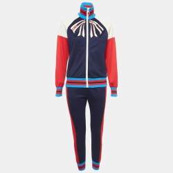 Gucci Navy Blue/Red Technical Jersey Tracksuit Set XS