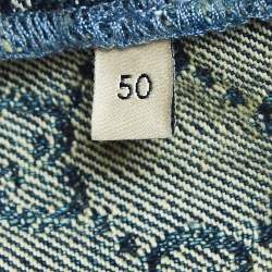 Gucci Blue GG Jacquard Washed Denim Crystal Embellished Shirt XL