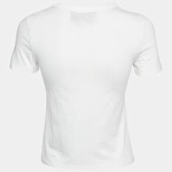 Pre Owned Gucci White Interlocking G Print Cotton Crop T-Shirt XS