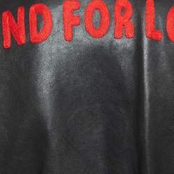 Gucci Black Blind For Love Embroidered Leather Bomber Jacket L