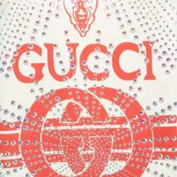 Pre Owned Gucci Cream GG Print Cotton Crystal Embellished Sweatshirt M