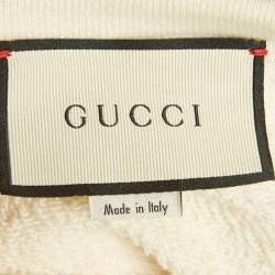 Pre Owned Gucci Cream GG Print Cotton Crystal Embellished Sweatshirt M