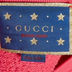 Pre Owned Gucci X Elton John Pink Heart Sequin Embellished Cotton Sweatshirt S