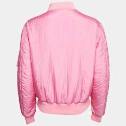 Gucci Pink Nylon Applique Detail Bomber Jacket S