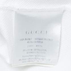 Pre Owned Gucci White Honeycomb Knit Crest Logo Polo T-Shirt XL