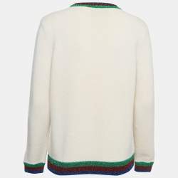 Pre Owned Gucci Pink Rabbit Applique Tubular Knit Shimmer Detail Sweater L