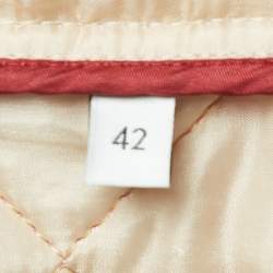 Gucci Pink Quilted Nylon Contrast Trim Collarless Jacket M