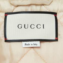 Gucci Pink Quilted Nylon Contrast Trim Collarless Jacket M
