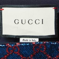 Gucci Blue Guccissima Lurex Pleated Mini Skirt M