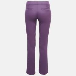 Pre Owned Gucci Purple Cotton Belted Straight Leg Pants M