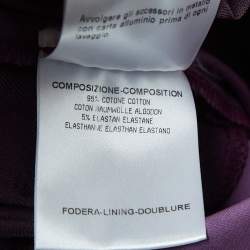 Pre Owned Gucci Purple Cotton Belted Straight Leg Pants M