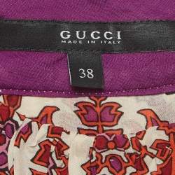 Gucci Cream Floral Print Silk Halter Neck Blouse S