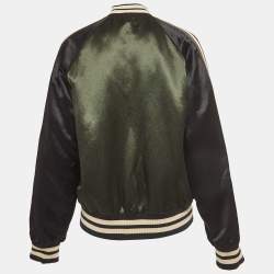 Pre Owned Gucci Orange/Green Quilted Satin Reversable Bomber Jacket XL