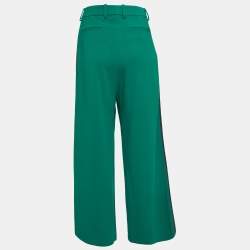 Gucci Green Crepe Web Detail Wide-Leg Pants M