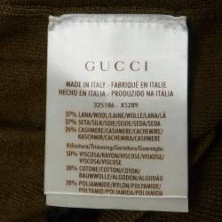 Pre Owned Gucci Olive Green Knit Lace Trimmed Sleeveless Top XS