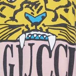 Gucci Cream Tiger Print Cotton Oversized Crew Neck T-Shirt M